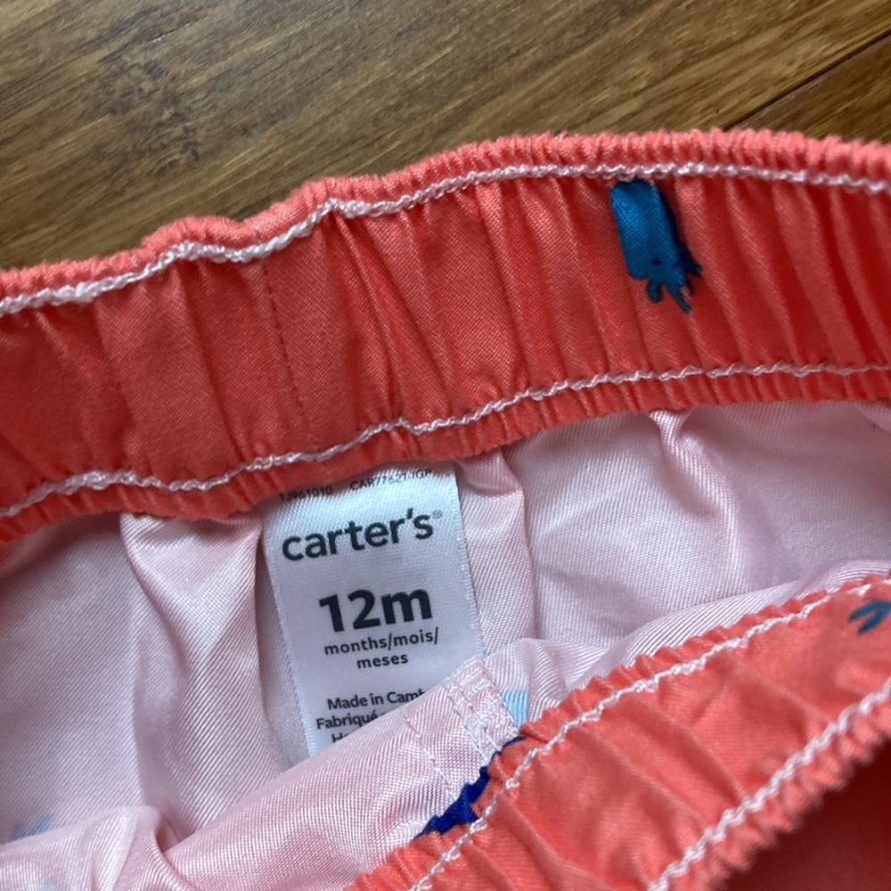 Carters Rash Guard Swim Trunk Set 12M - Picture 9 of 11
